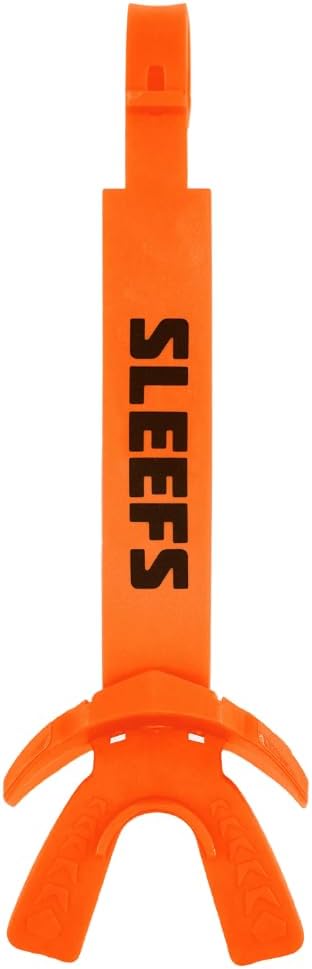 SLEEFS X Orange Football Mouth Guard - Lip/Mouthguard with Helmet Strap - Lip/Teeth Protector Mouthpiece - Moldable - for Youth/Adults, Men & Women Mouth Guard, Maximum Air Flow, Lacrosse, All Sports
