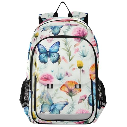Sac à dos ordinateur enfant papillon fleur bleu cadeau anniversaire