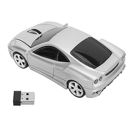 Taidda Mysz Bezprzewodowa Stylowy Srebrny Samochód Sportowy w Kształcie Samochodu 2,4 GHz Mysz Biurowa USB do Laptopa St