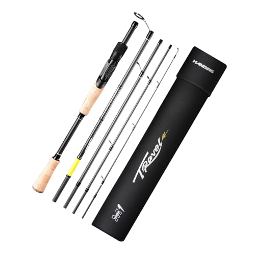 HANDING M1 Travel Fishing Rod 6' Travel Spinning Rod with Medium Power Fast Action for Largemouth Smallmouth Walleye Pickerel