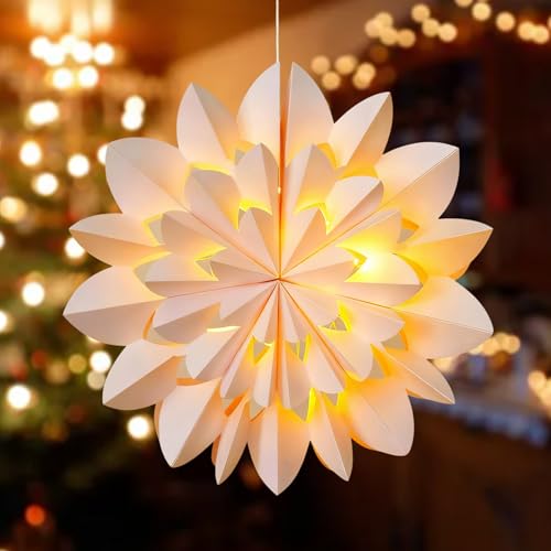 Weihnachtsstern Beleuchtet, 45 cm 3D Faltbarer Papierstern...