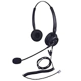 Audicom H201STAC Corded Office Telephone RJ Headset with flexible Noise Canceling Mic for Aastra Shoretel Cisco E20 Polycom 335 VVX400 Digium D40 D70 Altigen 500 720 Comdial & Starleaf IP Phones