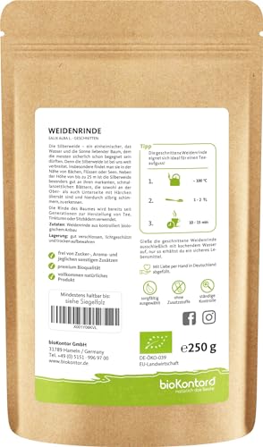 Weidenrinde BIO - Salix alba Tee geschnitten und getrocknet - loser Weidenrindentee bio von bioKontor (250 g)