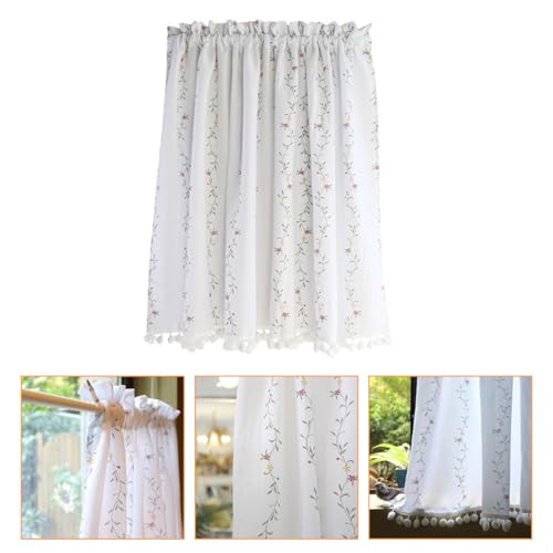 Cortina corta floral de algodón premium decorativa para el hogar 7