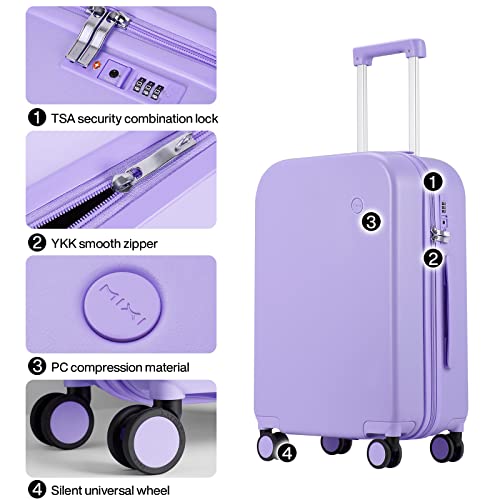 Suitcase Luggage with Spinner Wheels, Mixi Hardside Rolling Suitcase PC with Cover & TSA Lock Lightweight Travel Case 16'' 20'' 22'' 24'' 26'' 28'' Carry on4