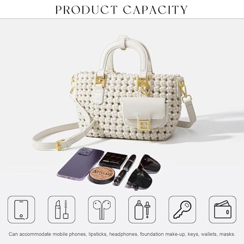 Woven Tote Bag For Women, Fashion Crossbody Shoulder Bag, Casual Top-handle Handbags, and Travel Purses Phone Bag4