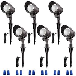 LEONLITE 12-Pack Low Voltage LED Landscape Spotlights - 3CCT Selectable 3000K/4000K/5000K With Wire Connectors