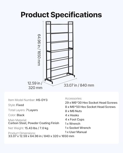 Image of VEVOR 3D Printer Filament Storage Rack, 7 Tier Heavy Duty Storage Shelves for 3D Printing Filaments, Filament Spool Holders Racks for 3D Printing Studio, Home Studio, Office, Workshop (Shelf Only)