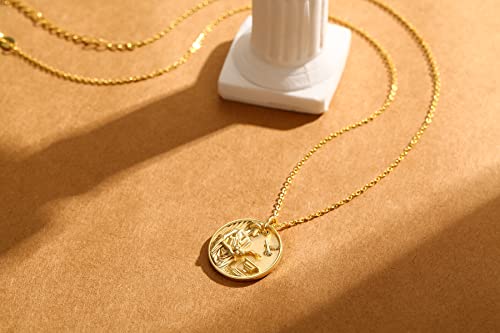 Coin Aphrodite Necklace Gold Plated Vintage Coin Pendant Round Circle Disk Dainty Necklace for Women3