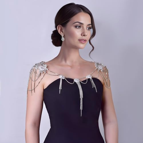 Cadena sin tirantes con borlas de diamantes de imitación mujer elegante accesorio ajustable boda 5