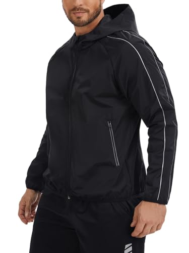 Men Rain Jackets Long Sleeves Zipper Raincoat Lightweight Waterproof with Hood Slim Fit Rain Coat for Outdoor Sports2