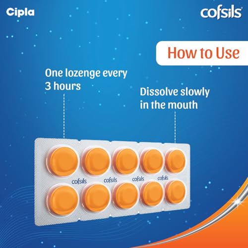 Image of Cipla Cofsils Lozenges (100 Lozenges) | Ginger Lemon Flavour | Quick Relief from Sore Throat, Itchy Throat and Scratchy Throat (10 x 10 Strips)