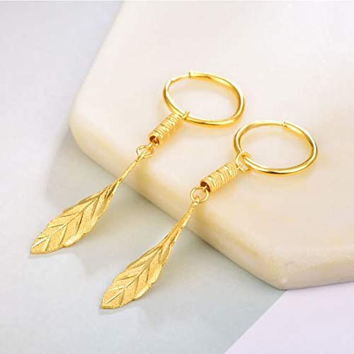 Epinki-Pendientes-Mujer-Oro-18K-Hoja-Pendientes-de-Novia-Boda-Joyeria-Regalo