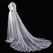 Women Wedding Tulle Cape Hooded Elf Cloak Bridal Dress Robe with Long Train