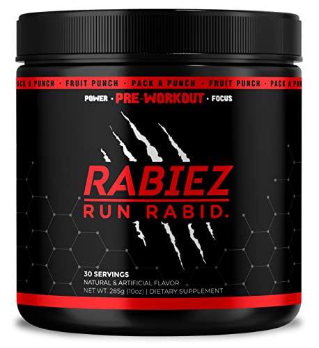 RABIEZ Pre-Workout | Fruit Punch | Hyper Focus & No Crash/Itch | 30 Servings | Pre-Workout Powder for Men & Women | Contains Vitamins, Caffeine, Citrulline, L-Theanine, Zinc, N-Acetyl L-Tyrosine