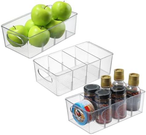 Amazon.com: Tesdluy 4 Pack Refrigerator Organizer Storage Bins,3 ...