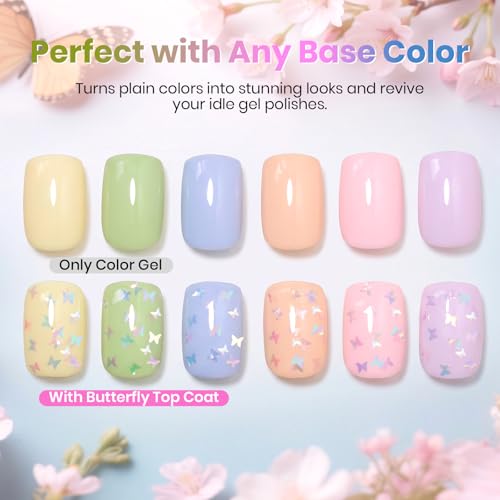 Image of Beetles Glitter Gel Top Coat 15 ml Mirage Butterfly Glitter Shine Top Coat | Long-Lasting for Gel Polish, Butterfly Sparkle Soak-Off UV /LED Gift for Women
