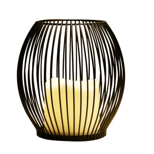 Candelabro de metal negro con vela electrónica extraíble y botón 2