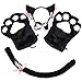 Cat Cosplay Costume Kitten Tail Ears Collar Paws Gloves Anime Lolita Gothic Set Black