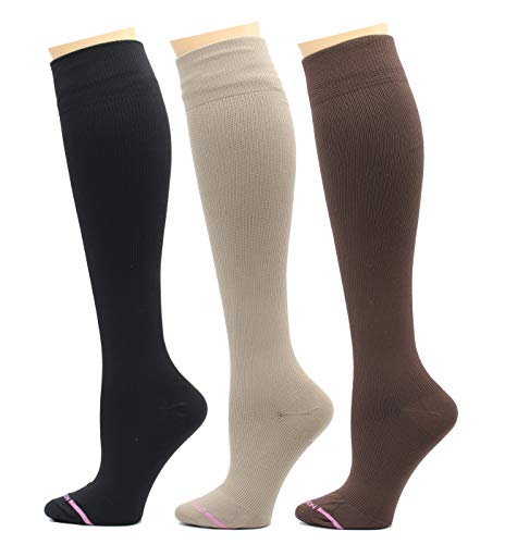 Image of Dr. Motion 3 Pairs Therapeutic Graduated Compression Women's Knee-hi Socks