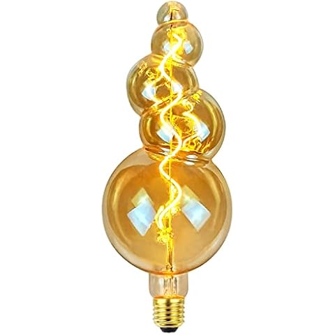 TIANFAN LED Bulbs Vintage 4W Diammable 2000Kelvin Super Warm Big Globe LED Bulb 220/240V Edison Screw E27 Base Special Decorative Light Bulb G125 (Golden) Cover
