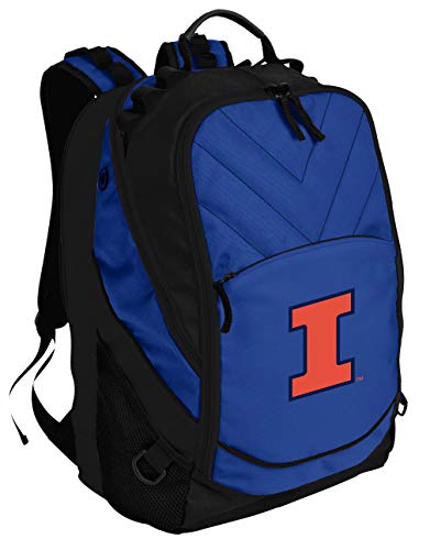 Image of Broad Bay University of Illinois Backpack | Official Fighting Illini Logo, Padded Laptop Computer Section, Premium 600 Denier Nylon Fabric