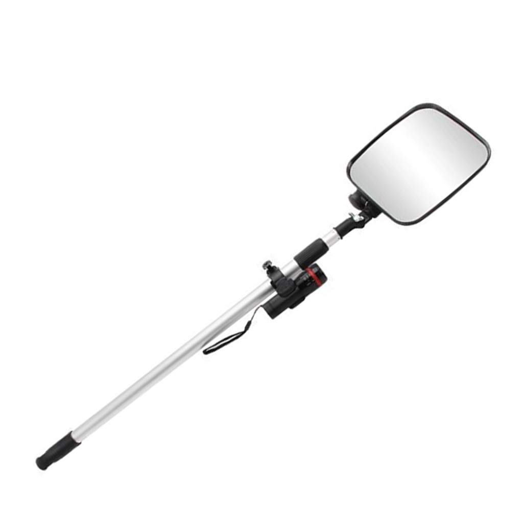 Miroir de sécurité télescopique avec poignée, miroir d'inspection rond/rectangulaire pour véhicules avec roulettes, miroir convexe grossissant x2, éclairage LED pour voiture et camion, 16 x 19 cm