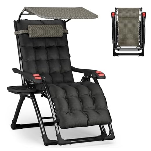 ATORPOK SHOP Zero Gravity Chair with Canopy Shade, Patio Folding Lounge Recliners, Anti Gravity Chair Lawn Patio with Cup Holder Accessory for Garden Beach Camping