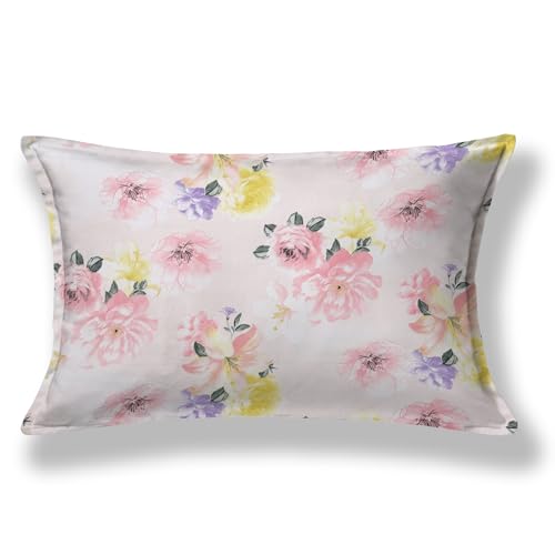 Image of 300 TC Floral Pattern Glace Cotton Single Bed Bedsheet for Single Bed with 1 Pillow Cover | Wrinkle Free Soft Hypoallergenic | Bedding Set Lightweight Breathable Bed Sheet - 60X90 inch