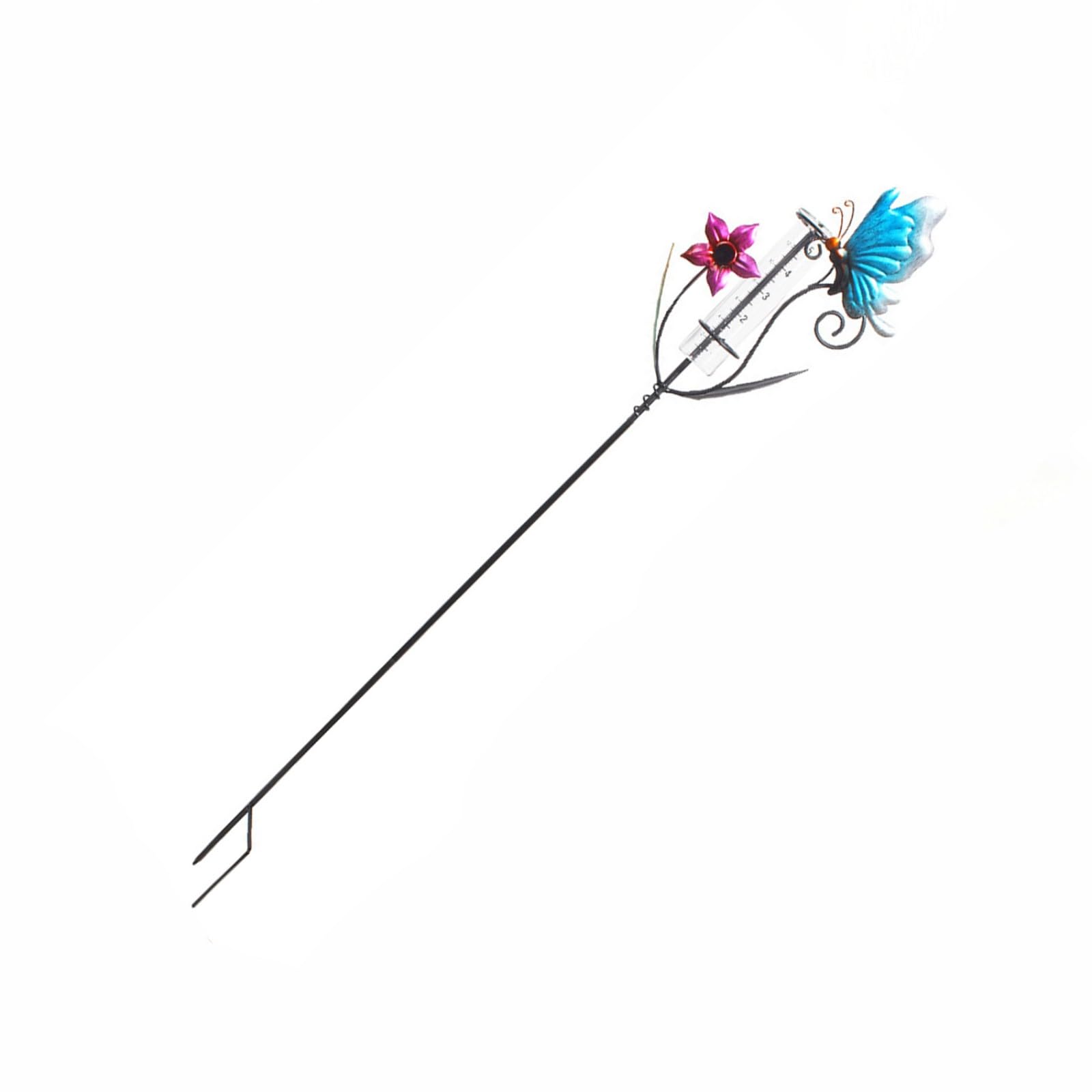 Geavonyg Butterfly Rain Gauge Hummingbird Butterfly Glass Rain Gauges With Strong Iron Stand Collector For Outdoor Garden Decoration & Bird Butterfly Measure Iron Wrought Measurer