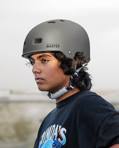 Image of OutdoorMaster Skateboard Cycling Helmet - Two Removable Liners Ventilation Multi-Sport Scooter Roller Skate Inline Skating for Kids, Youth & Adults - XL - Grey