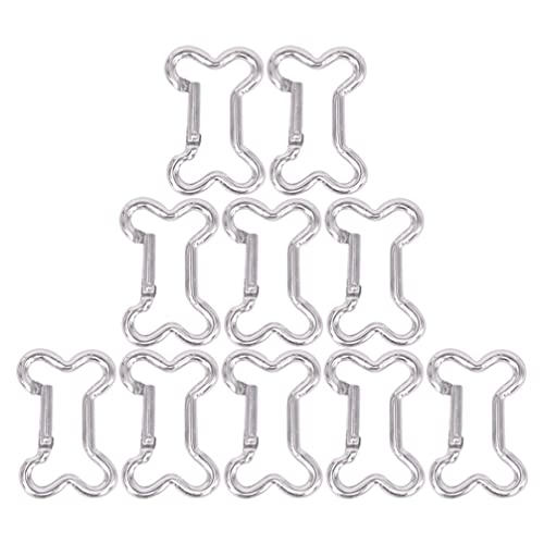 Ifundom 10Pcs Aluminium Camping Carabiner Bone Shape Locking Carabiner Heavy Duty Keychain Spring Clips Hooksoutdoor Keychain Buckle For Backpack Hiking Fishing #TOP26