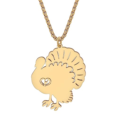 Bijoux pour femmes et filles : collier délicat dinde Thanksgiving