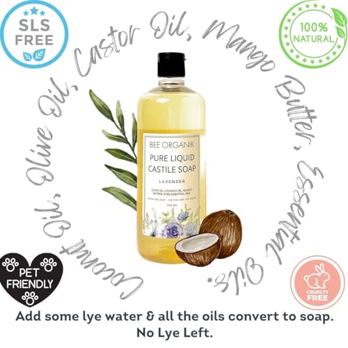 Image of Pure Liquid Castile Soap Lavender | Multi-Purpose Hand Body Hair Home | Baby and Pet Safe | Natural Organic Safe 495ml