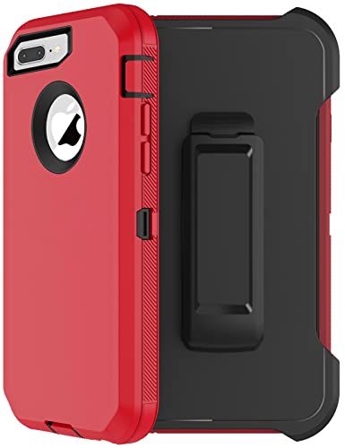 Coque iPhone 7 Plus antichoc rouge pour le sport défilant avec son clip ceinture