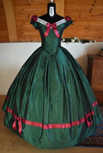 Zhangyo Vintage Victorian Ball Gown with Bow Floral Silk Satin Medieval Dress A-line Off Shoulder Prom Dresses for Women3