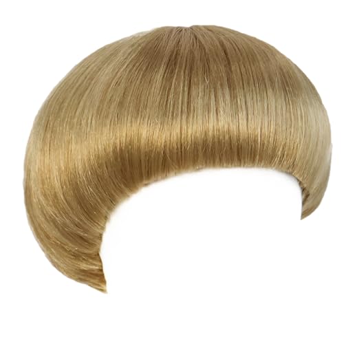 BEKIDER +1 gorro de pelo rubio con corte de cuenco peluca para hombre, rubia, divertida, con flequillo, para Halloween, Navidad, eventos, disfraces, fiestas