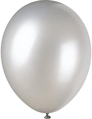 25 BALLOONS LARGE 12 INCH SHINEY GLOSS FINISH IN MANY COLOURS (SILVER)
