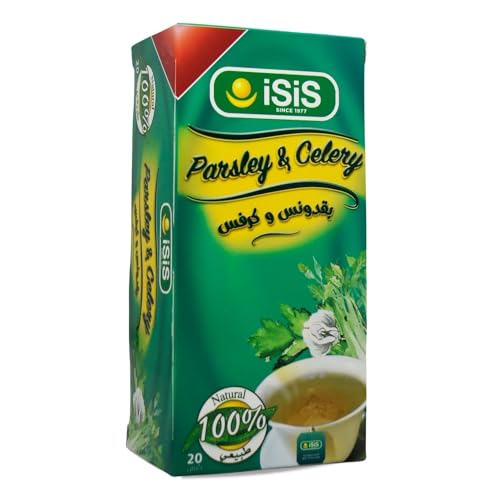 bonballoon Isis Tea Bags Parsley And Celery Pure & Natural Dried Premium (20 Bags) Teas Egyptian Herbal Herb Pure Oriental Powder Ground Arabic No Gmo Kosher Halal ايزيس شاى بقدونس و كرفس حلال