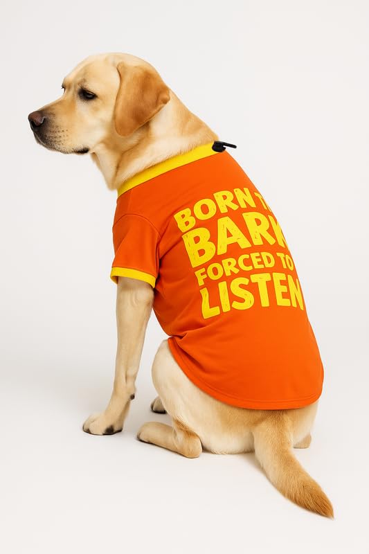 Image of Thunder Tails Cotton Adjustable Dog T-Shirt for Full-Grown Labrador, Golden Retriever, German Shepherd & Husky | Soft Pet Clothing for Large Dogs (Orange, 5XL)