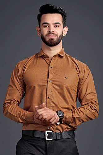 Image of Men's Full Sleeve Regular Fit Plain Shiny Formal Wear Shirts - Pack of 2