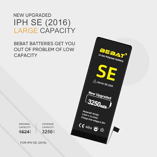 Image of Replacement for iPhone SE 2016 Battery, 2900mAh High Capacity Li-ion Polymer Replacement Battery for Model A1662, A1723, A1724 with Professional Repair Tool Kits