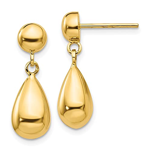 14K Yellow Gold Teardrop Post Dangle Earrings Drop Fine Jewelry For Women Gifts For Her #TOP7