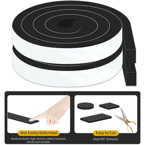 Image of Door Seal Strip,High Density CR Insulation Tape,1 in x 3 /4 in x 13 Ft | Air Conditioner Foam,Strong Adhesive,Soundproof, Dustproof,Reduce Noise,High Density CR Foam Insulation Tape,Black