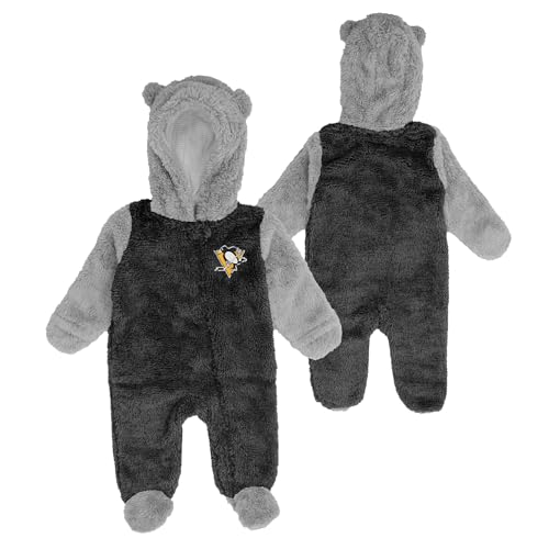 Image of Outerstuff Newborn Pittsburgh Penguins Game Nap Teddy Fleece Bunting Pram - Size Newborn