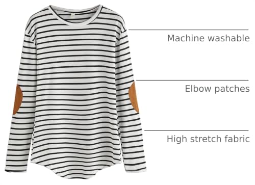 Image of Milumia Women's Elbow Patch Striped High Low Top T-Shirt
