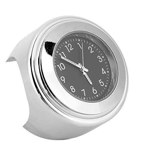 Akozon 22-25mm Universal Motorrad Lenkeruhr Metallmontage Handgriff Bar Zifferblatt Uhr(Schwarzes Zifferblatt)