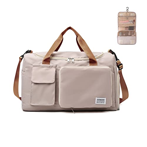 Image of Small Gym Bag for Women, Travel Duffle Bag Carry On Weekender Bag with Shoe Compartment