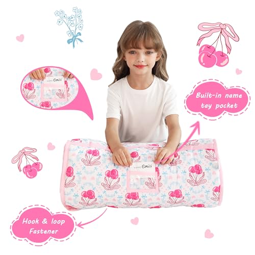 Image of Lasoftan Toddler Nap Mat with Pillow and Blanket, Extra Large Rolled Napping Mats,Slumber Bags for Boys Girls,Kids Sleeping Bag for Daycare, Preschool Travel Camping