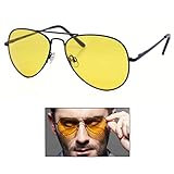 Aviator Style Sunglasses Amber Lens Night Driving Glasses Eyewear Shades Fashion